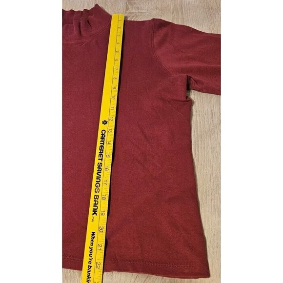 LL Bean Women's Mock Neck Long Sleeve Shirt Cotton Size Large Red - Picture 5 of 6